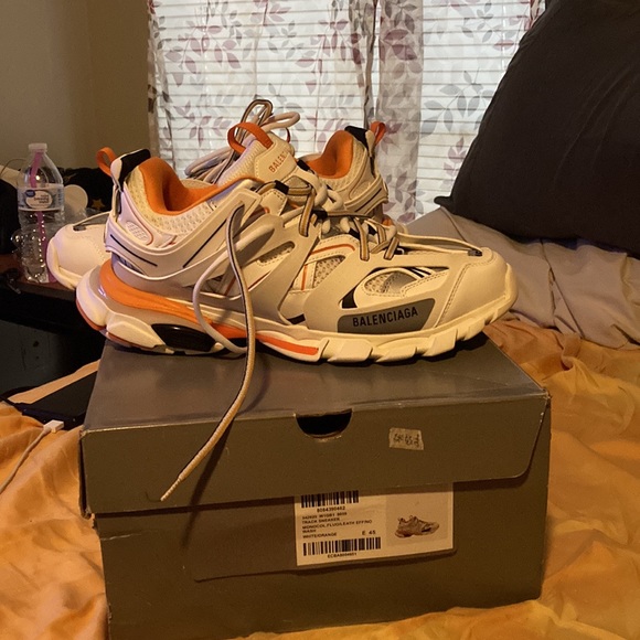 Balenciaga MEN'S TRACK SNEAKER IN WHITE/Orange - Picture 7 of 11